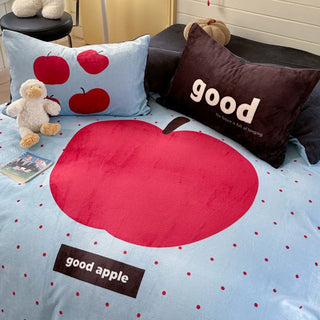 Cute Apple Milk Fleece Bedding Set