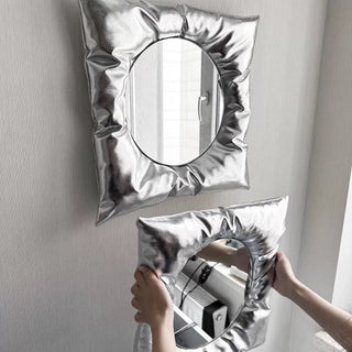 Soft Girl Aesthetic Silver Pillow Mirror