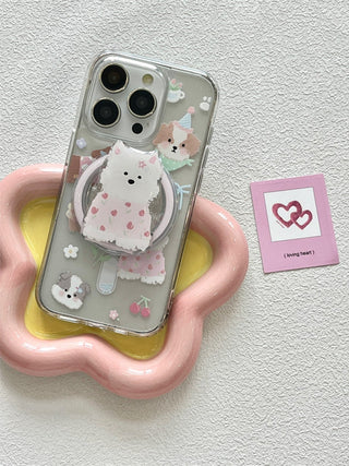 Small Floral MagSafe Puppy iPhone Case