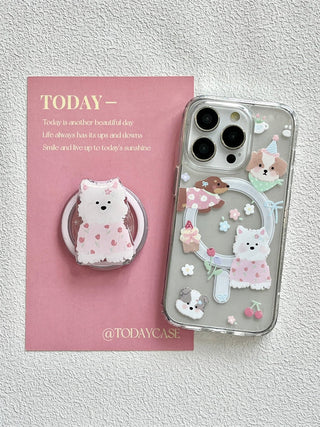 Small Floral MagSafe Puppy iPhone Case