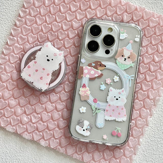 Small Floral MagSafe Puppy iPhone Case