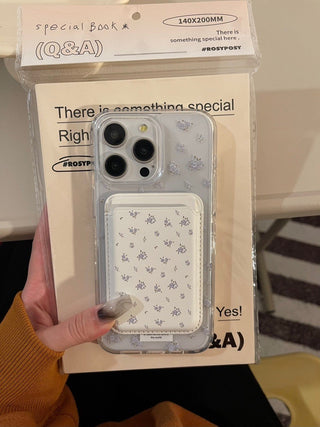 Blue Flower Magnetic Card Holder iPhone Case