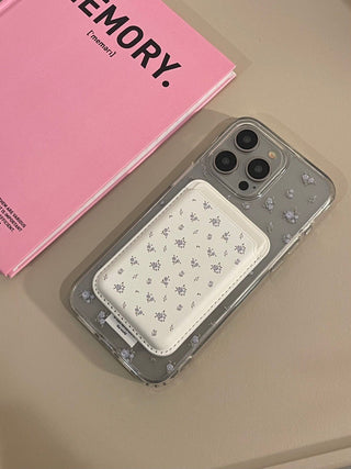 Blue Flower Magnetic Card Holder iPhone Case