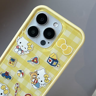Blue Plaid Hello Kitty iPhone Case