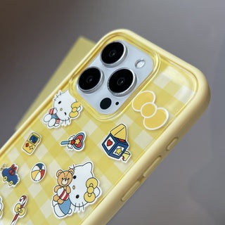 Blue Plaid Hello Kitty iPhone Case