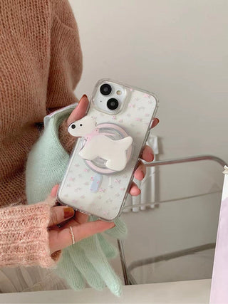 Bow White Dog Floral iPhone Case