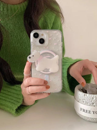 Bow White Dog Floral iPhone Case