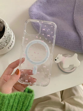 Bow White Dog Floral iPhone Case