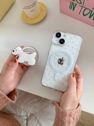 Bow White Dog Floral iPhone Case