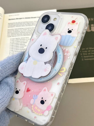 Small Floral MagSafe Puppy iPhone Case