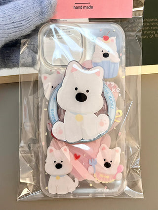 Small Floral MagSafe Puppy iPhone Case