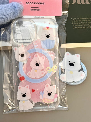 Small Floral MagSafe Puppy iPhone Case