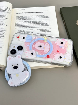 Small Floral MagSafe Puppy iPhone Case