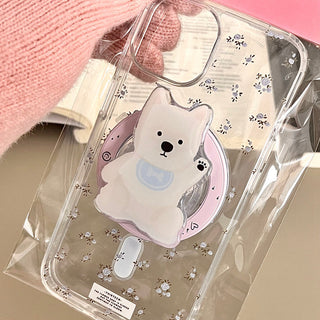 Floral White Bear iPhone Case