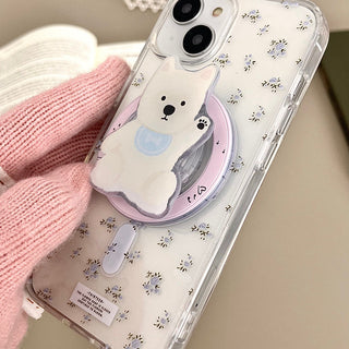 Floral White Bear iPhone Case
