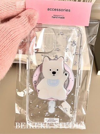 Floral White Bear iPhone Case