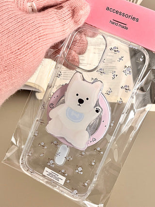 Floral White Bear iPhone Case