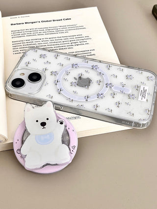 Floral White Bear iPhone Case