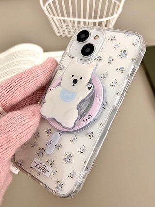 Floral White Bear iPhone Case