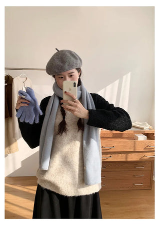 Raglan color-blocked loose-fit knit