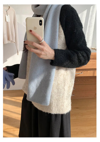 Raglan color-blocked loose-fit knit