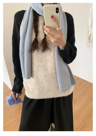 Raglan color-blocked loose-fit knit