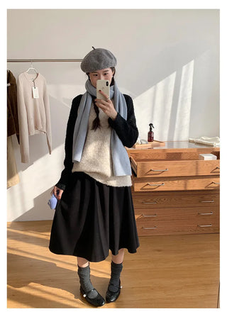 Raglan color-blocked loose-fit knit