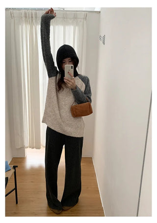 Raglan color-blocked loose-fit knit