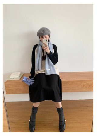 Raglan color-blocked loose-fit knit