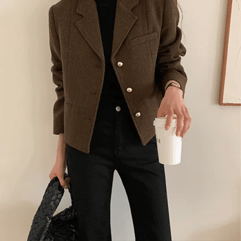 Kidney Wool Boucle Tweed SemiCrop Jacket