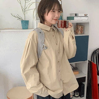 Covendy Shoulder Pintuck Cotton Overshirt