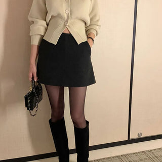 Winter wool skirt-pants
