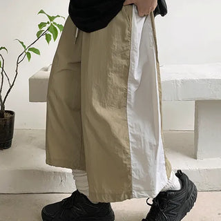 Kenne Elastic String Contrast Folding Bermuda Nylon Pants
