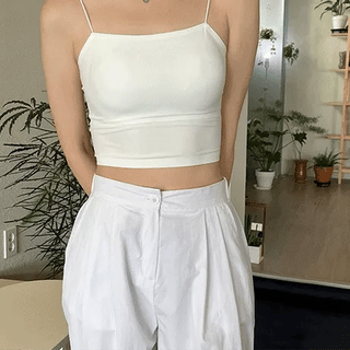 Stretch tube top strap tank top / Built-in cups