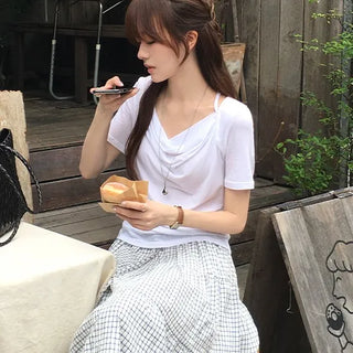 Cowl halter short sleeve