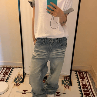 DOUBLE BACK POCKET WIDE DENIM