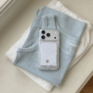 [SET] Sparkling Moon MagSafe Gel Hard Phone Case + MagSafe Transparent Card Wallet