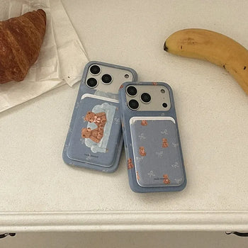 Teddy Friends MagSafe Card Slot Wallet Pocket Case
