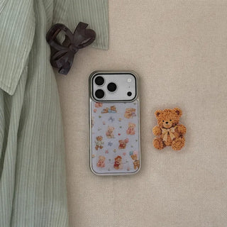 Teddy Story iPhone 18 Pro Galaxy Epoxy MagSafe Silver Bumper Case
