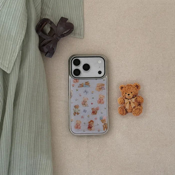 Teddy Story iPhone 18 Pro Galaxy Epoxy MagSafe Silver Bumper Case