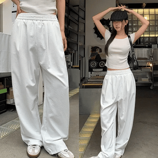 Modern Flowy Elastic Waist Wide Pants