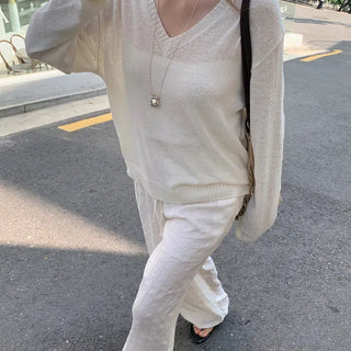 Begony Summer Stripe Loose Fit HalfButton Knit