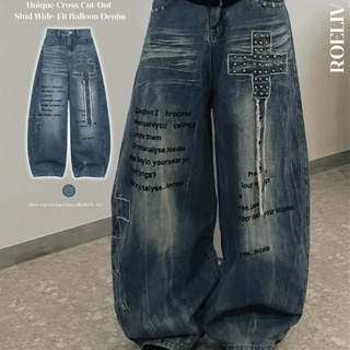 Cross pendant graphic pants