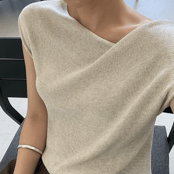 Willers Linen Asymmetrical Shoulder Cap Sleeve Knit