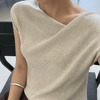 Willers Linen Asymmetrical Shoulder Cap Sleeve Knit