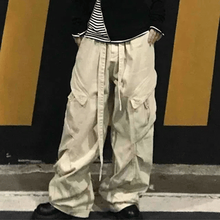 Belt Strap Pintuck Cargo Pants