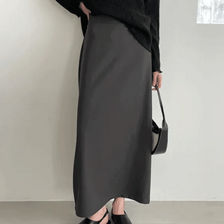 Cenou Back Elastic Straight Maxi Skirt