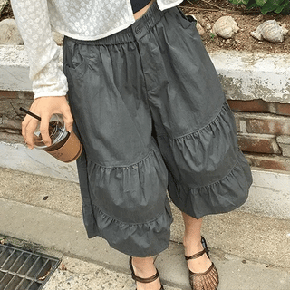 Leard Shirred Tiered Bermuda Banding Pants