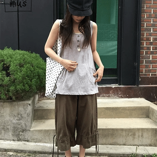 Loenin Cotton Strap Bermuda Pants
