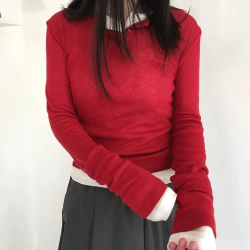 Victor Button Layered Long Sleeve Tee (7 colors)